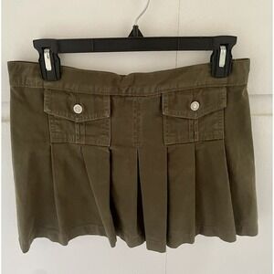 Juicy Couture VTG Y2K Skirt Army Green Pleated Back Rare Petite Small USA